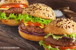三个汉堡图片
