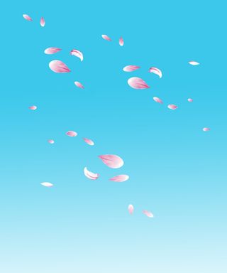 蓝天白云花瓣雨背景图