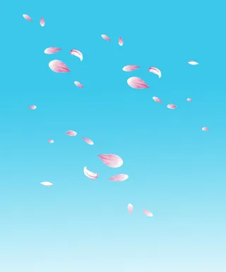 蓝天白云花瓣雨背景图