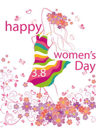 38妇女节三八女神女王粉色花朵玫瑰艺术字设计png免抠ps素材