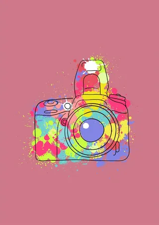 卡通相机涂鸦飞溅