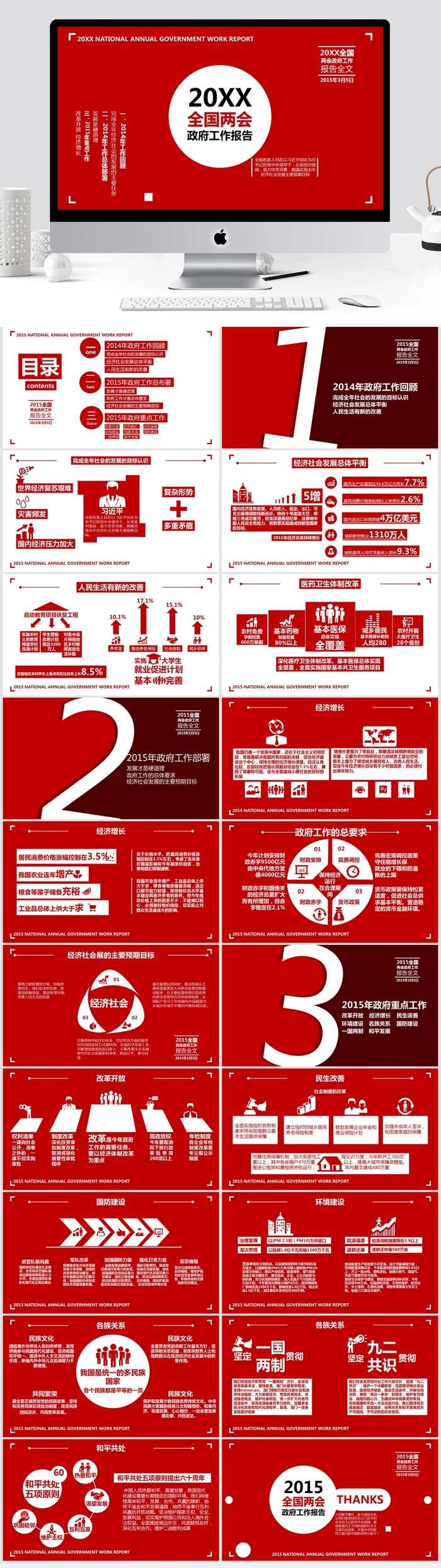  全国两会*工作报告全文ppt模板
