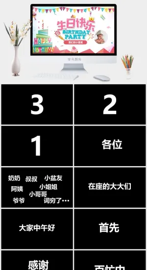 创意快闪抖音生日宴PPT模板预览图