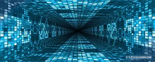 蓝色马赛克放射线科技背景图片