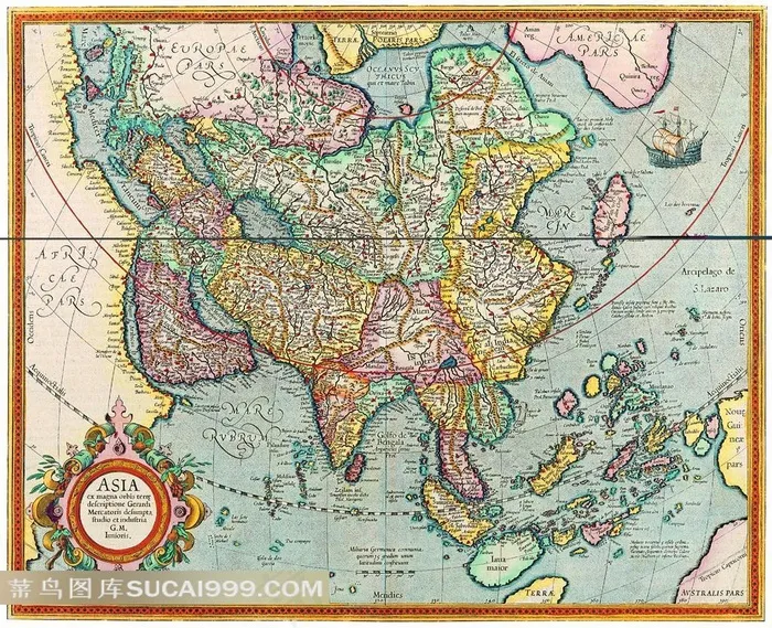 经典手绘欧亚大陆地图素材
