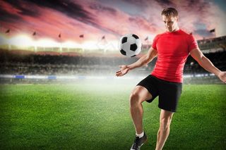 做赛前训练热身的球员摄影