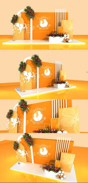 橘色情人节浪漫婚礼迎宾区美陈婚礼美陈