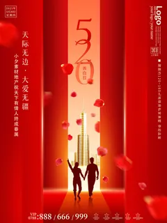 唯美浪漫520情人节主题活动宣传促销海报展板模板PSDAI设计素材