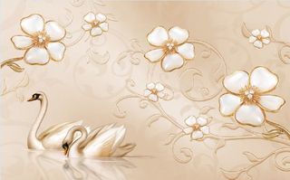 雕塑花卉花朵天鹅背景墙