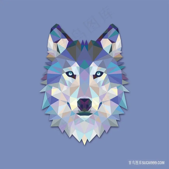 水彩矢量狼头艺术插画