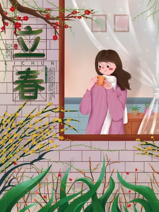 24节气立春春季新春春天海报模板PSD分层设计素材源文件模板