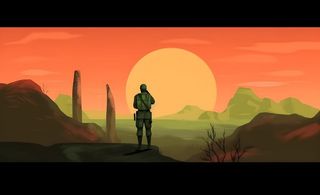 军人剪影背影敬礼夕阳背景