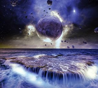 元宇宙世界天空背景墙风景