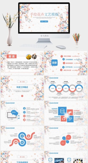 简约小清新风PPT模板预览图