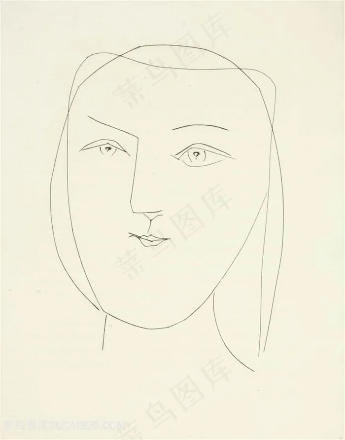 毕加索线描女性肖像装饰画
