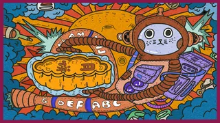 卡通涂鸦街头彩色墙绘壁纸插画儿童创意嘻哈漫画图集PSD素材