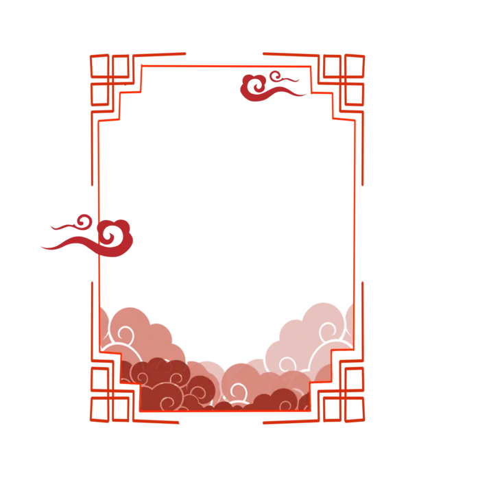 中国风中式传统祥云图案国潮古风边框云纹装饰元素PNG免抠素材图