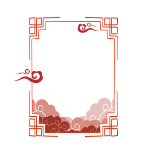 中国风中式传统祥云图案国潮古风边框云纹装饰元素PNG免抠素材图
