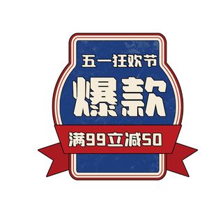 五一劳动节港风复古电商促销元素