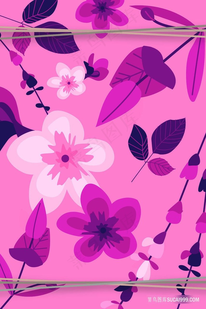 唯美花纹树枝高清插画