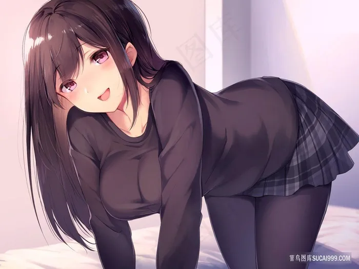穿黑色丝袜性感大胸美少女日本动漫