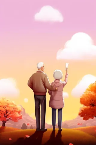 老人插画人物故事意境背景