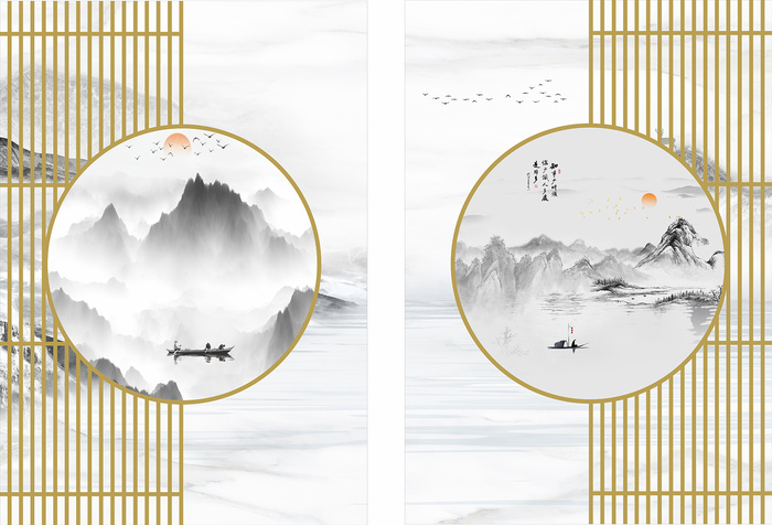 中式装饰画cdr矢量模版下载