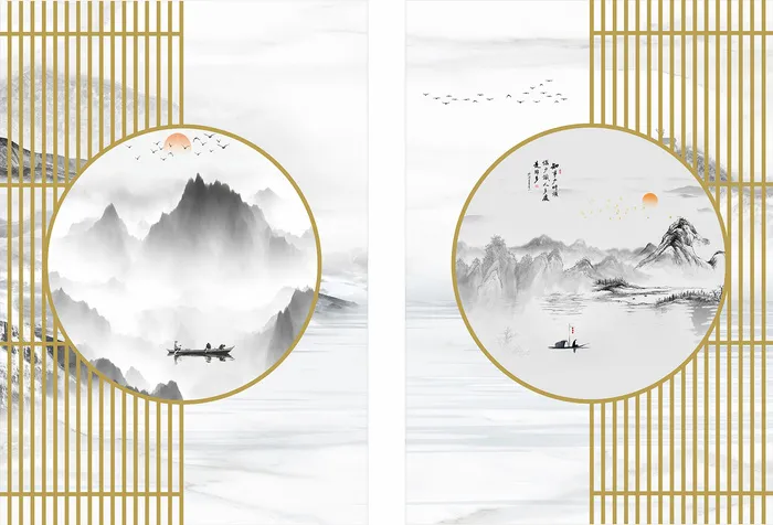 中式装饰画cdr矢量模版下载