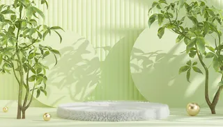 极简光影绿植展台背景（非企业商用）