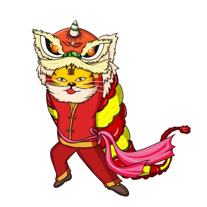 手绘2022虎年新年春节卡通老虎形象IP插画元素PSD设计素材图案psd模版下载
