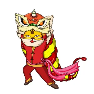 手绘2022虎年新年春节卡通老虎形象IP插画元素PSD设计素材图案