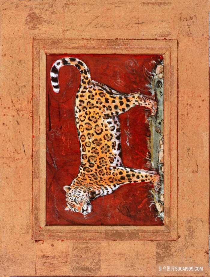 唯美豹子复古艺术插画