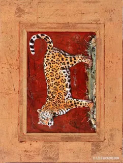 唯美豹子复古艺术插画