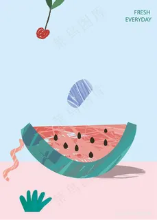 水彩西瓜时尚插画 水彩西瓜时尚插画
