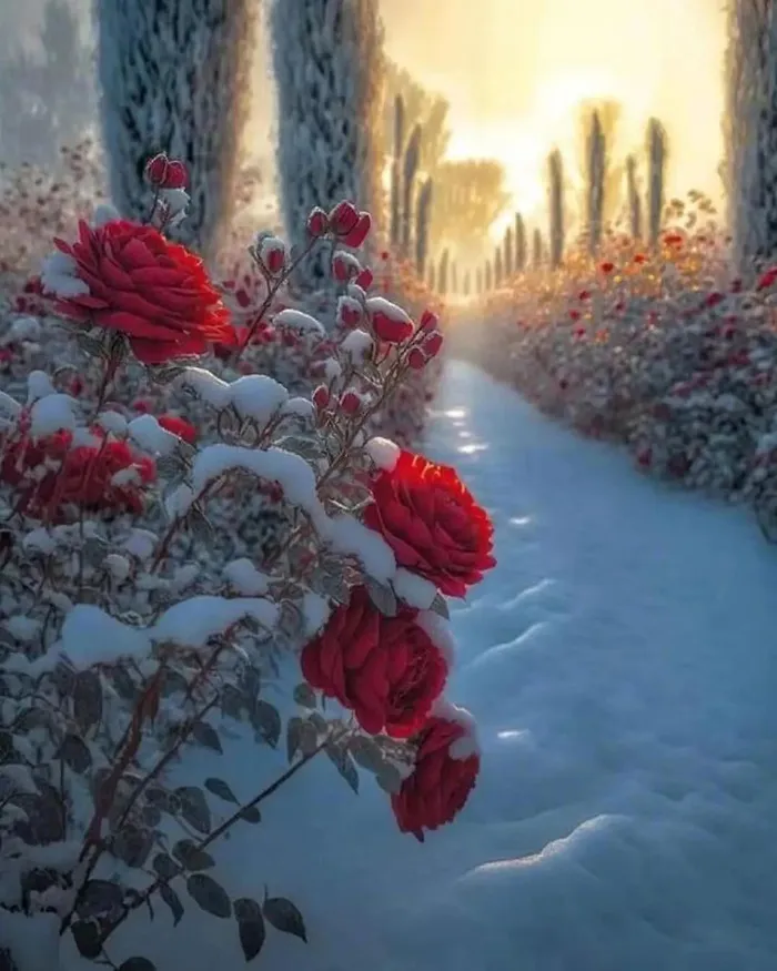 玫瑰雪景图 玫瑰雪景图