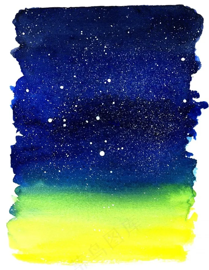 蓝黄渐变水墨星空背景高清图片