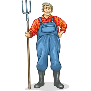 现代农业手拿叉子农民