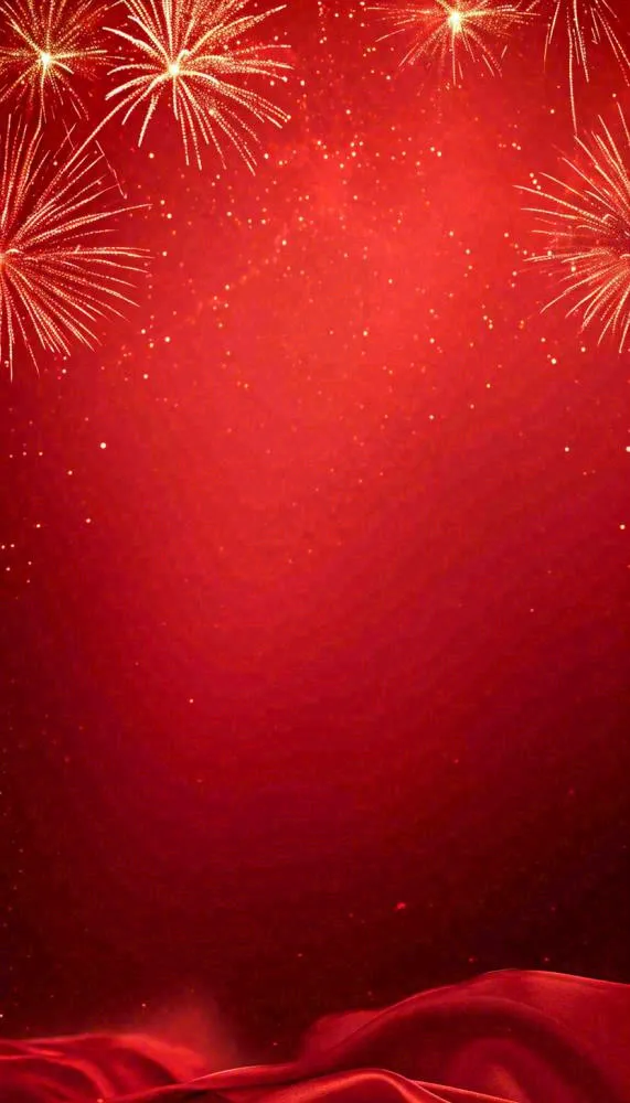 中国红喜庆烟花丝绸丝带，节日背景(832x1456)