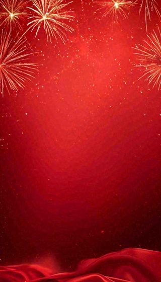 中国红喜庆烟花丝绸丝带，节日背景