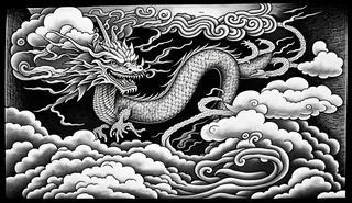 龙、生肖、节日、线条