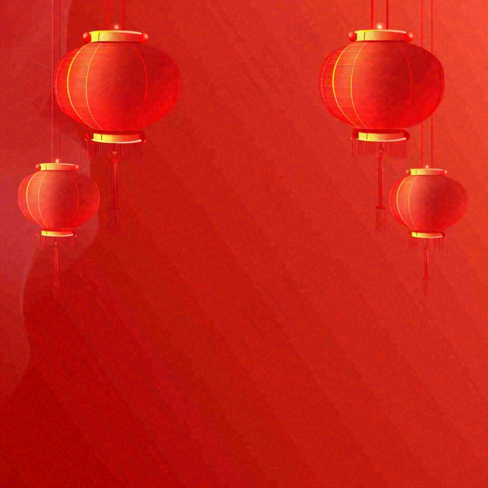 中国红创意喜庆灯笼，元旦新年小年除夕(1024x1024)