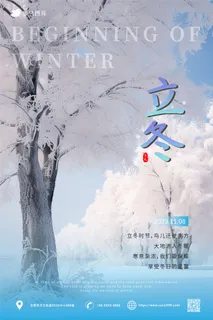 白色 雪景 唯美立冬节气海报