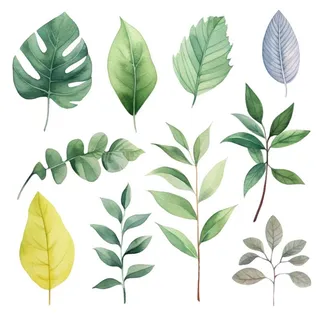 绿叶植物树叶茶壶免抠