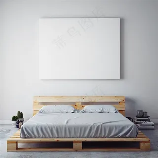 简约风格的床和画框