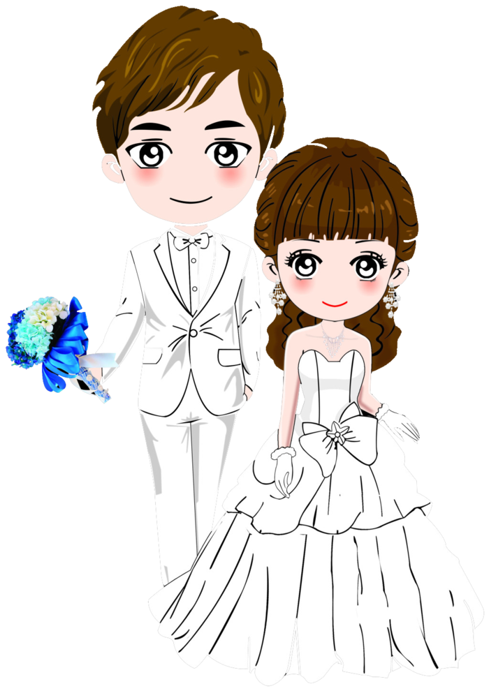 婚纱卡通人物婚礼白纱结婚婚纱摄影手绘