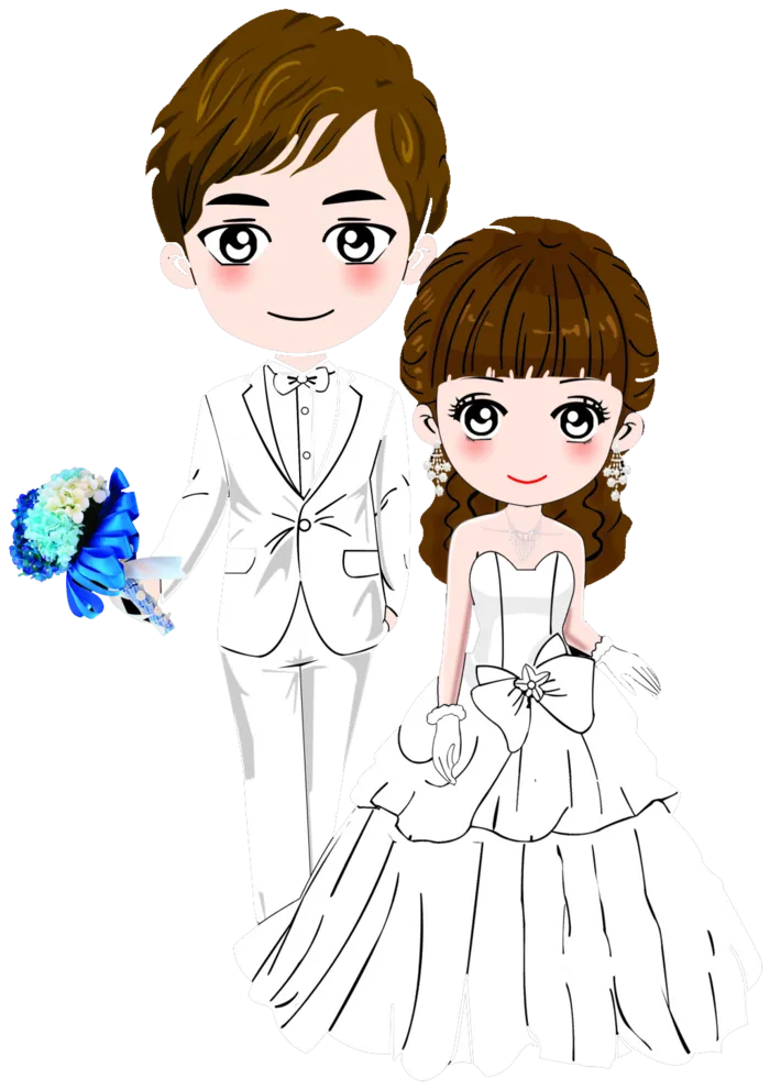 婚纱卡通人物婚礼白纱结婚婚纱摄影手绘