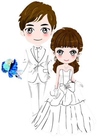 婚纱卡通人物婚礼白纱结婚婚纱摄影手绘