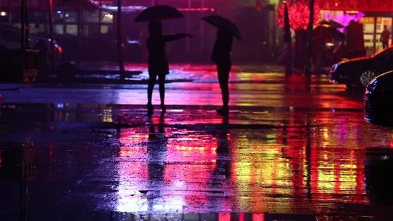 下雨, 雨, 夜晚, 夏天, 丰富多彩的, 反射, 湿的
