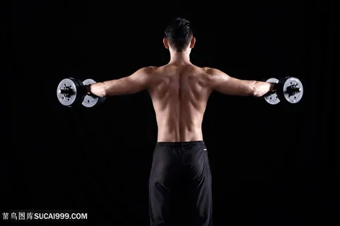 举哑铃的健美背影 举哑铃的健美背影