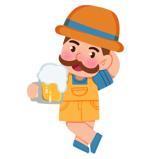 可爱手绘啤酒节干杯庆祝人物元素插画